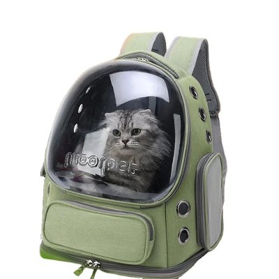 Рюкзак Для Кота з Прозорими Стінками Переноска Для Подорожей з Тваринами до 7 кг Зелена 1616 фото